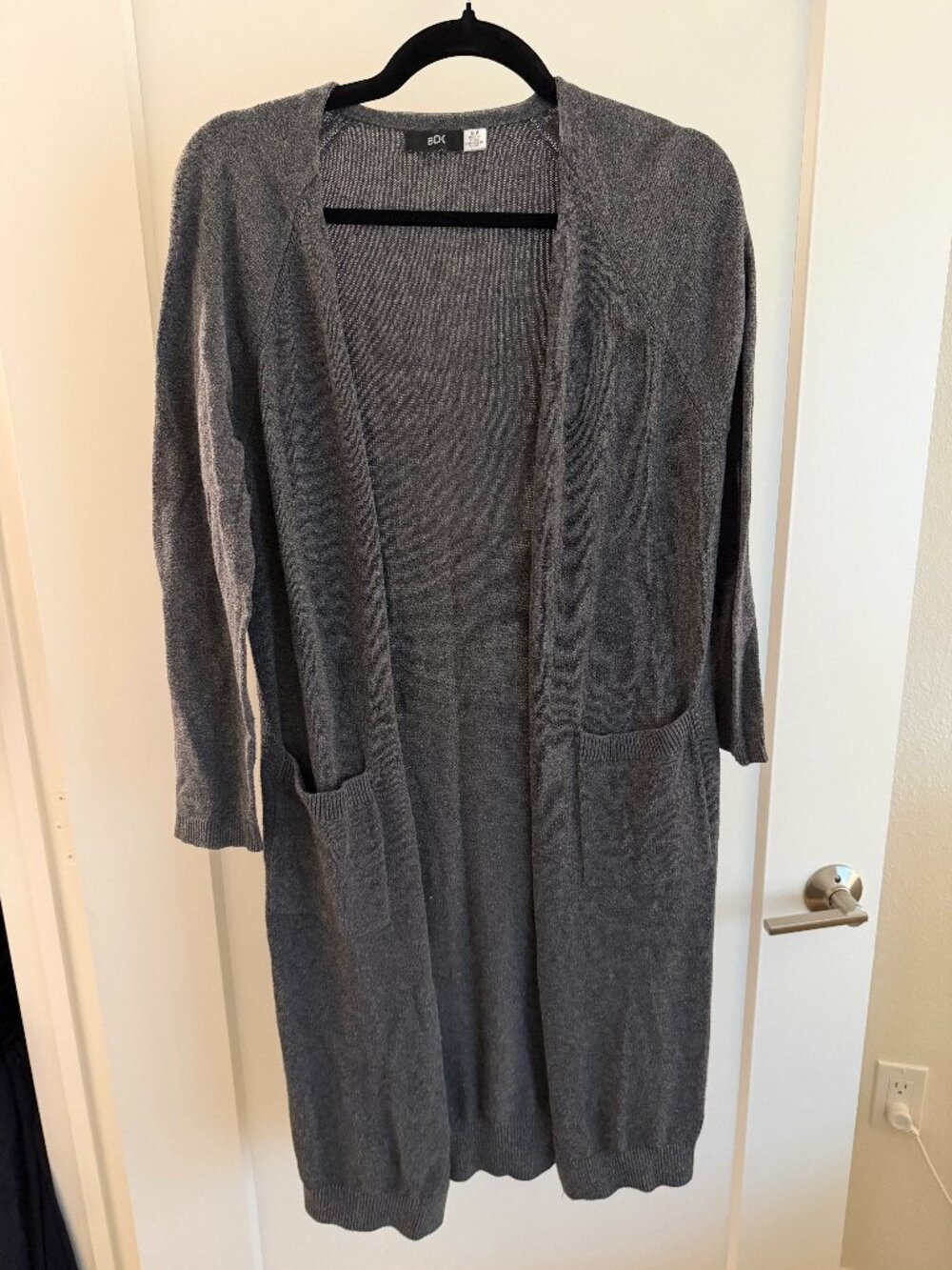 BDG Grey Long Open-Front Cardigan — Size S/P